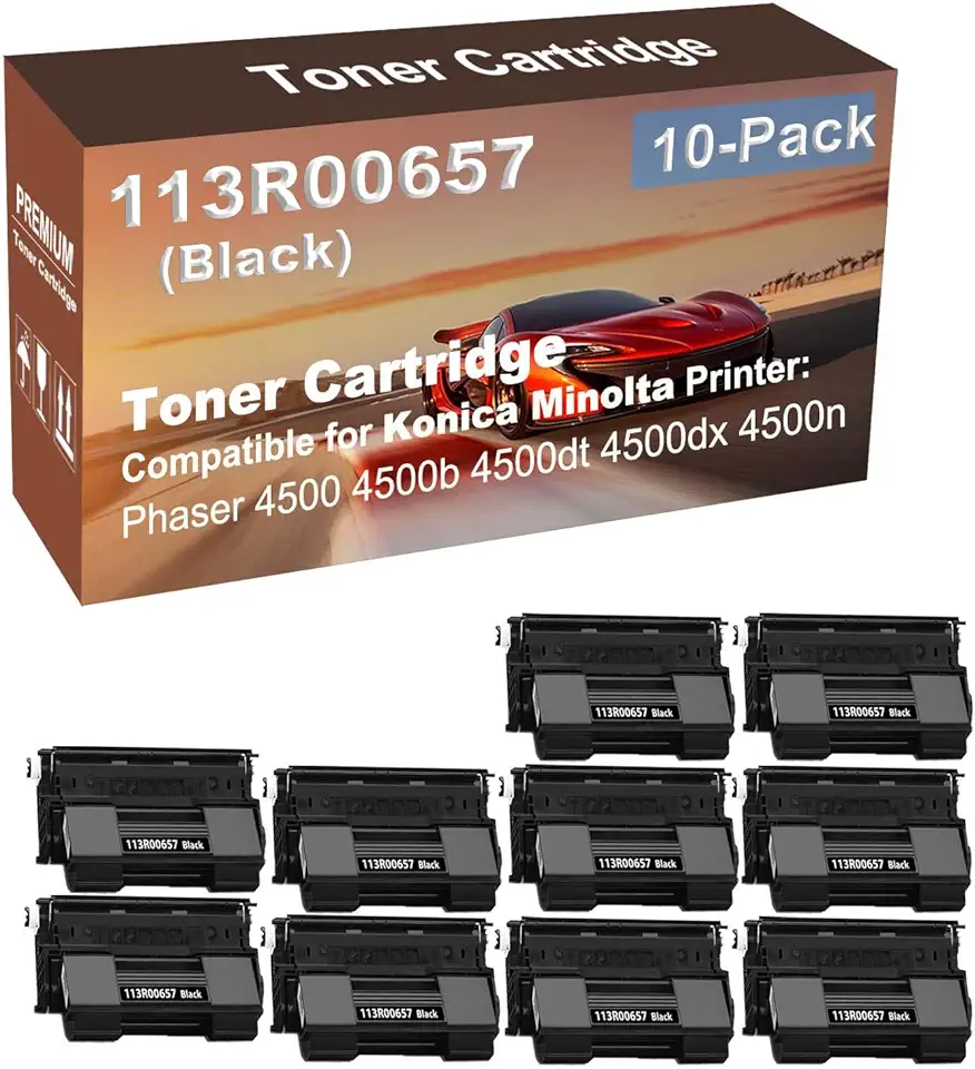 10-Pack Compatible High Capacity 113R00657 Imaging Toner Cartridge use for Phaser 4500 4500b 4500dt 4500dx 4500n Printer (Black)