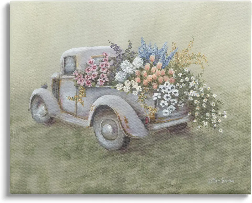 Stupell Industries Farmhouse Flower Buggy Car Canvas Wall Art, Design by Pam Britton