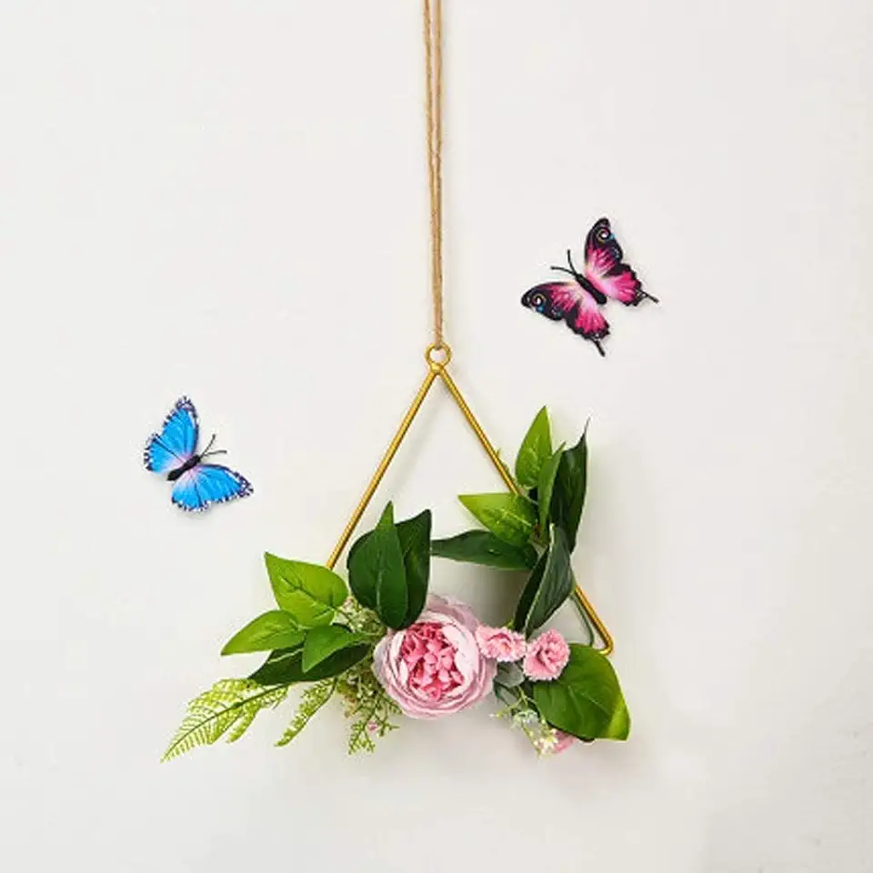 Wall Decor Farmhouse Style Modern Light Luxury Metal Wall De, Simple Modern Restaurant Wall Decoration Girls Room Bedroom Fake Flower Pendant Dormitory Wall Decoration Simulation F，F