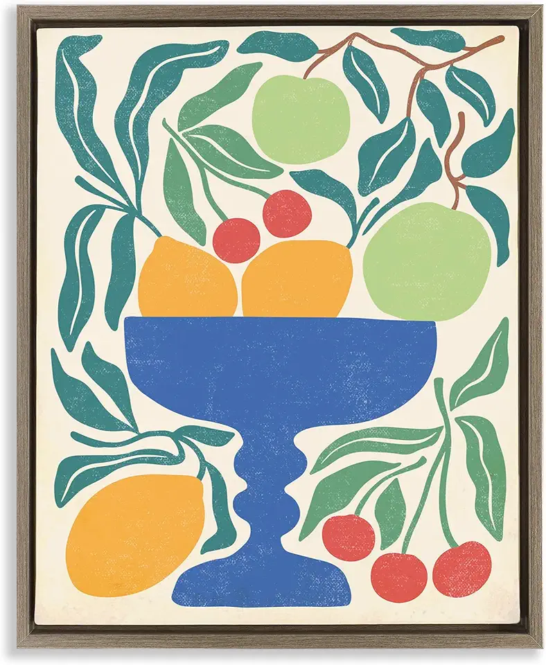 Stupell Industries Modern Fruit Collection Vase Brown Framed Floater Canvas Wall Art Design by Caroline Alfreds, 17 x 21