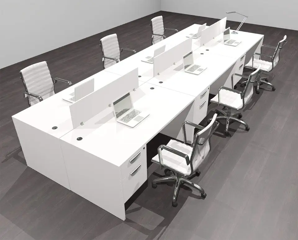 Six Person Modern Acrylic Divider Office Workstation Desk Set, OF-CPN-FP21