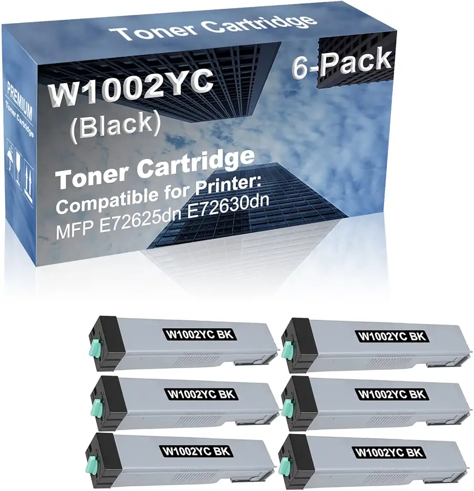 6-Pack Compatible High Capacity W1002YC Toner Cartridge use for MFP E72625dn E72630dn Printer (Black)