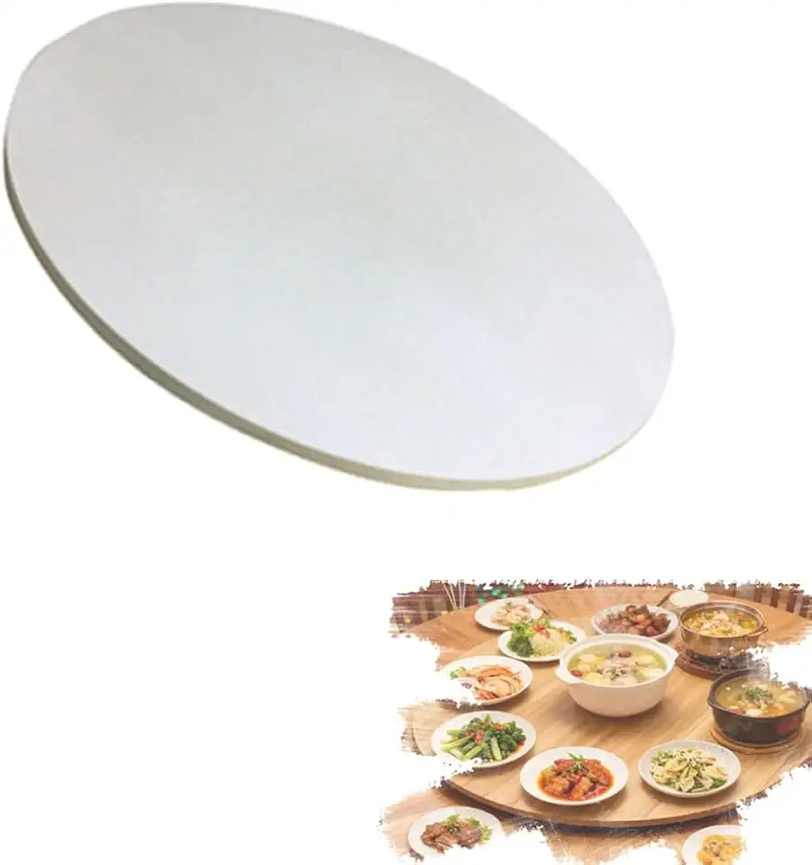 Lazy Susan Serving Tray Wooden Dining Table Turntable 20 24 27 30 36in Tabletop Rotating Tray Rotatable Serving Plate for Restaurants Hotels(Warm White,70 cm (27 in))