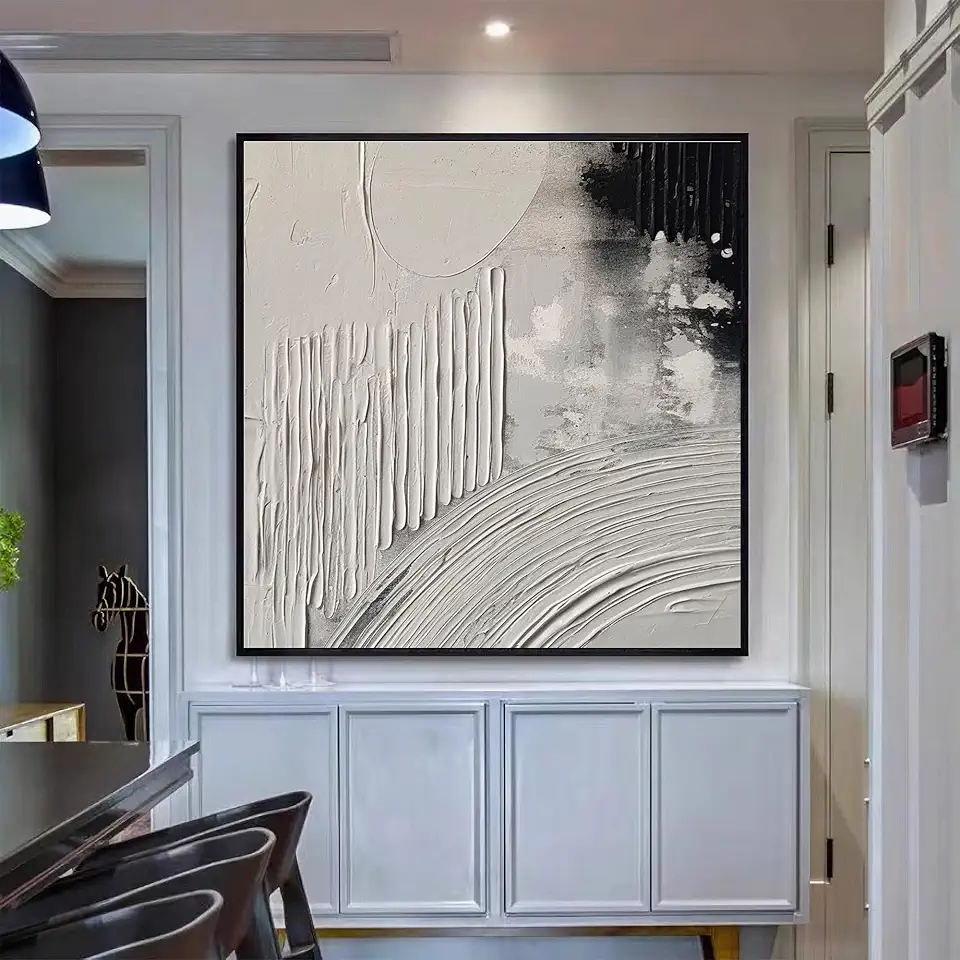 GYJAGHL Wabi-Sabi Abstract Oil Painting On Canvas,Home Decor,3D Geometric Artwork,Texture Wall Decor,Unstretched,Frameless,(183X183cm) 72X72Inches