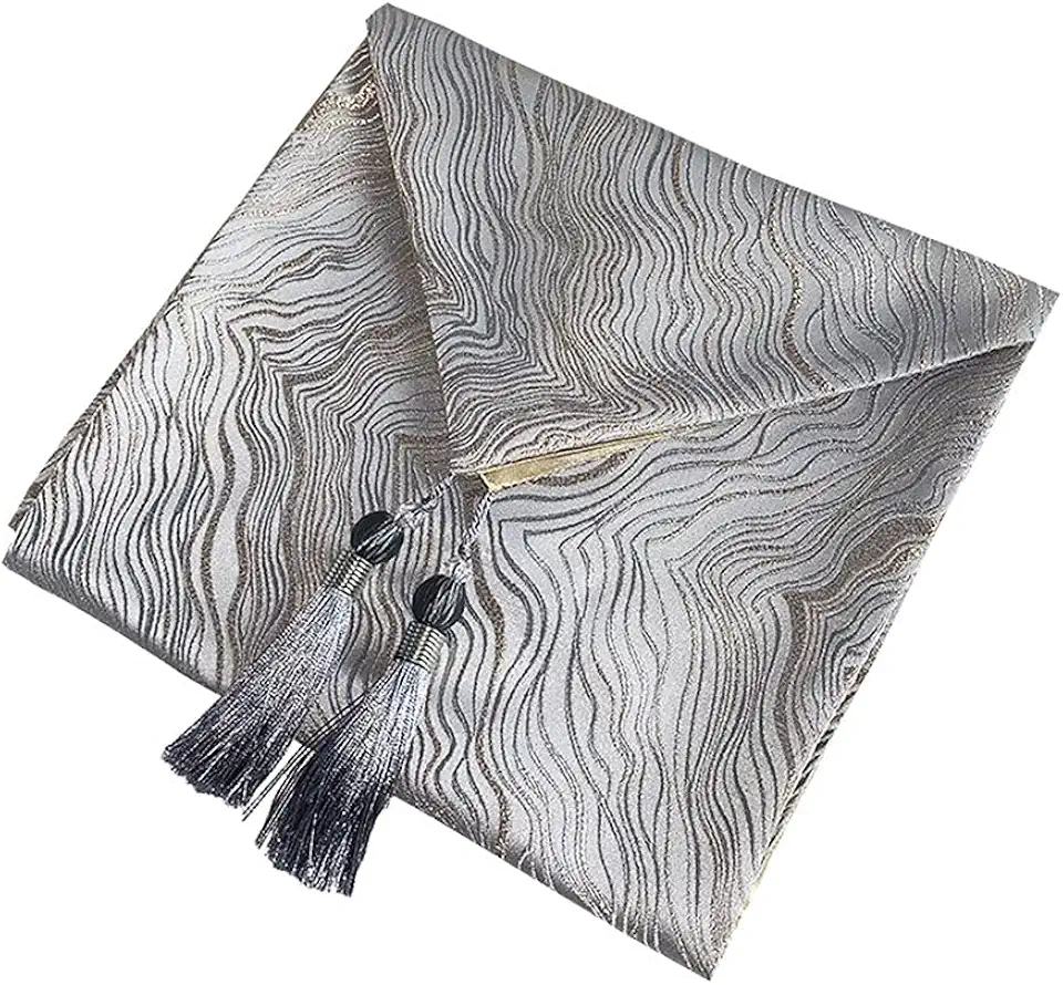 JSEIAJB Table Runner with Tassels for Tv Tea Dining Table Decor Nordic Table Cloth Green Tablecloth Home Decoration Table Runner(Gray,33x200cm)
