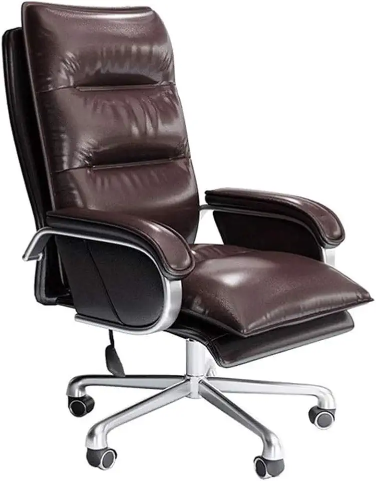 Ergonomic Office Chair with Comfortable Thick PU Leather, High Rebound Sponge Cushion, Adjustable Lift and Swivel, Five-Star Base Office Desk Chair for Long Hours Sitting