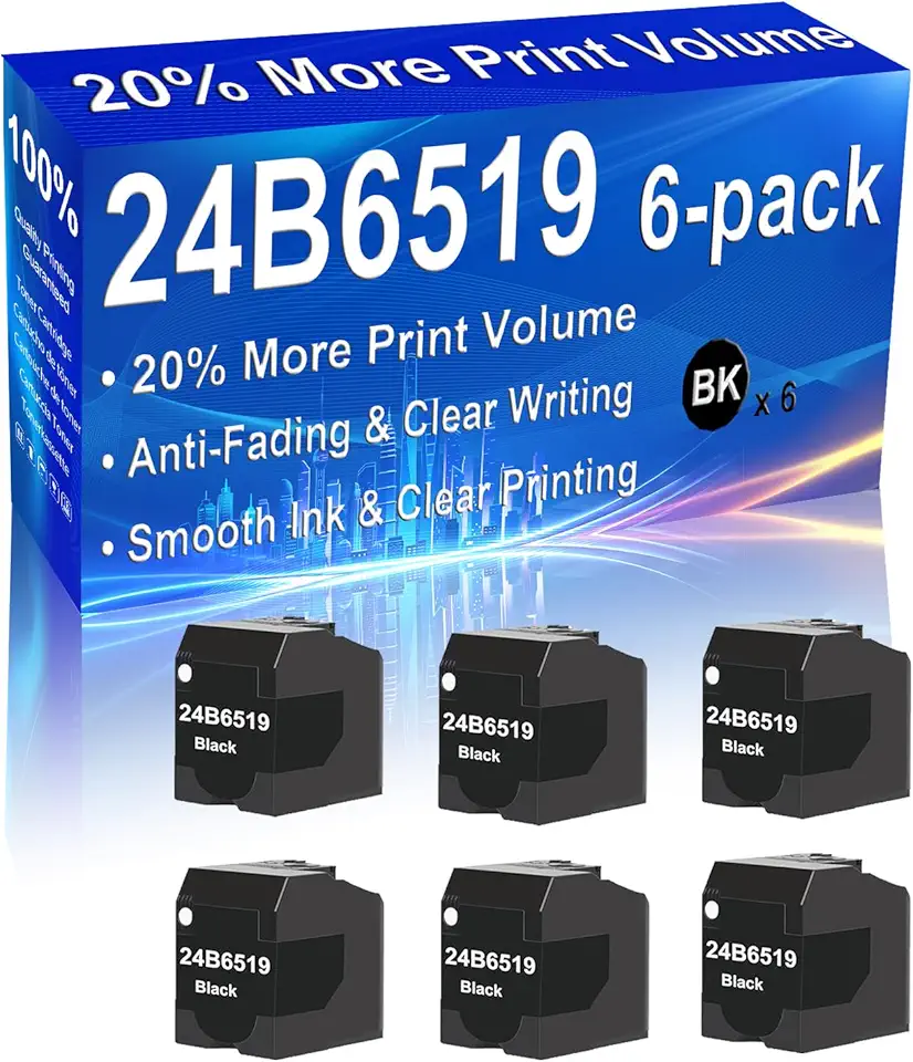 6-Pack (Black) Compatible High Yield 24B6519 Imaging Toner Cartridge use for C4150 Printer