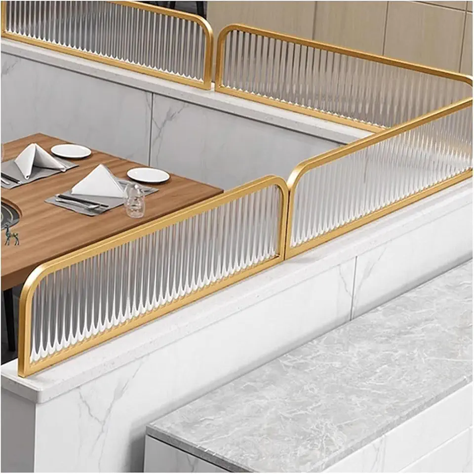 Hanging Room Divider for Dining Areas & Restaurant Decor Raised Striped Desk Partition 30cm Height Fence(Gold-a,30x120cm)