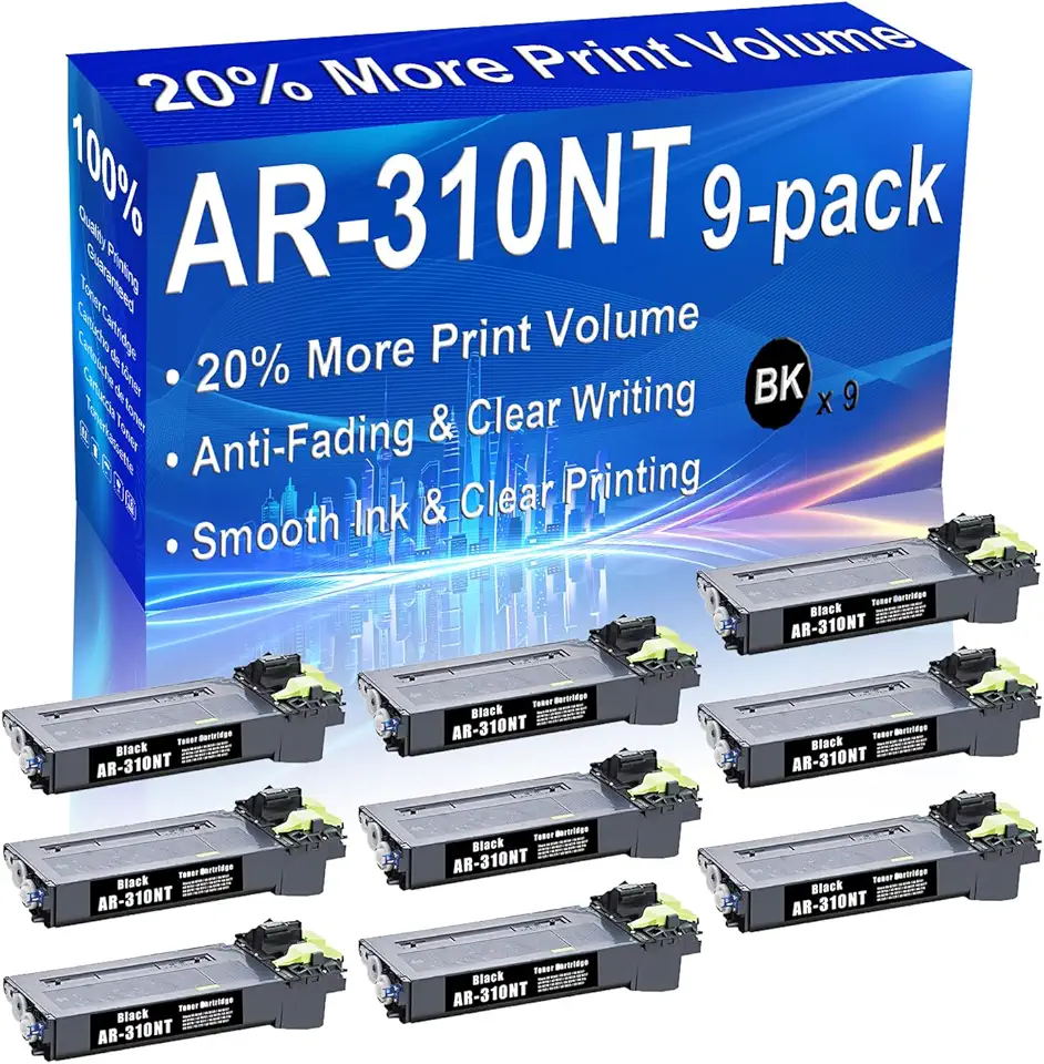 9-Pack (Black) Compatible AR M208, AR M236, AR M237, AR M256 Laser Printer Toner Cartridge (High Capacity) Replacement for AR-310NT Printer Toner Cartridge