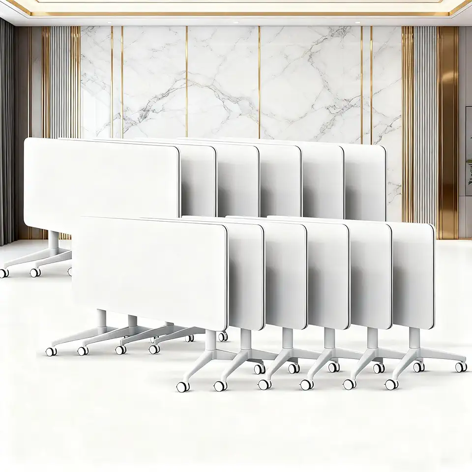 Folding Conference Table with Locking Wheels - Quick Flip Top, Space-Saving Mobile Training Table, Modular Meeting Desk for Office/Classroom/Hotel (12, 70.8x23.6IN)