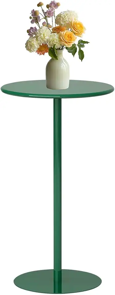 Luyckfrazy Round Bar Table for Narrow Space, High Top Pub Dining Table Counter Height Cocktail Bistro Table with Metal Base for 2-3 People, Coffee Table for Indoor Outdoor, Green(40x40x50cm)