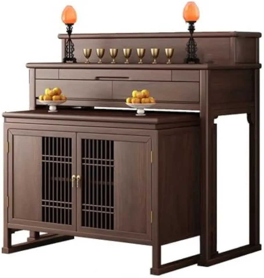 Altar Table Wooden Offering Table Household Chinese Steps Set of Cabinets Wooden Buddhist Table Buddhist God God of Wealth Table Buddhist Altar(A)