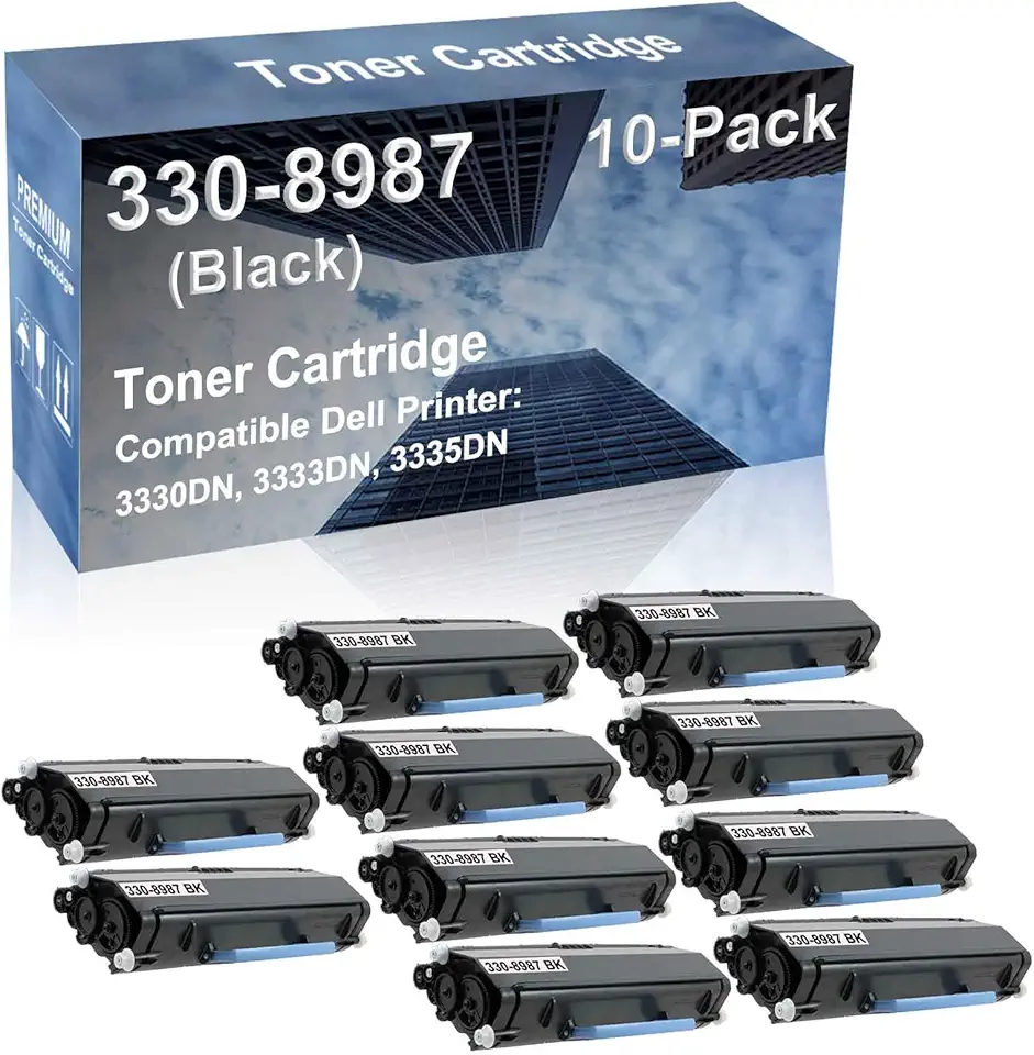 10-Pack Compatible High Capacity 330-8987 (HMHW3 G7D0Y) Toner Cartridge use for Dell 3330DN, 3333DN, 3335DN Printer (Black)