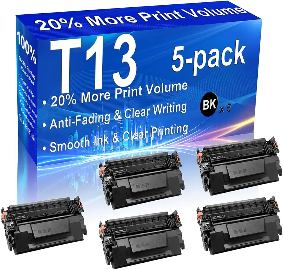5-Pack (Black) Compatible i-SENSYS X 1440i 1440iF 1440P 1440Pr Printer Toner Cartridge (High Capacity) Replacement for T13 Printer Toner Cartridge