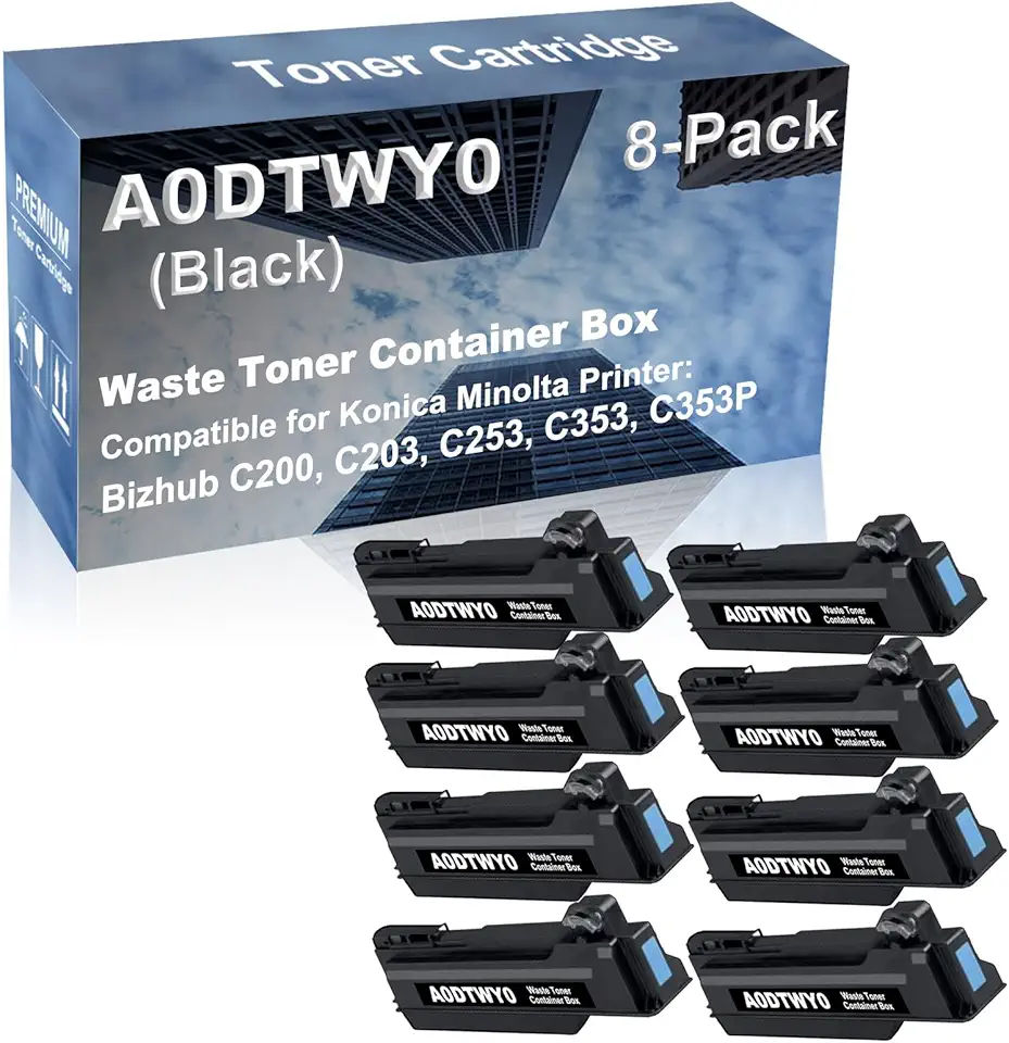 8-Pack Compatible High Capacity A0DTWY0 A0DY-WY0 Waste Toner Container Box use for Konica Minolta Bizhub C200, C203, C253, C353, C353P Printer (Black)