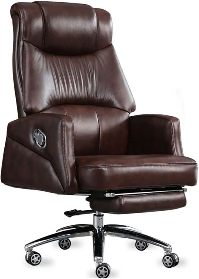 Office Chairs Desk Chair Boss Chair Adjustable Computer Gaming Chair Comfortable Cowhide Recliner Swivel Chair Home Office Chairs with Footrest
