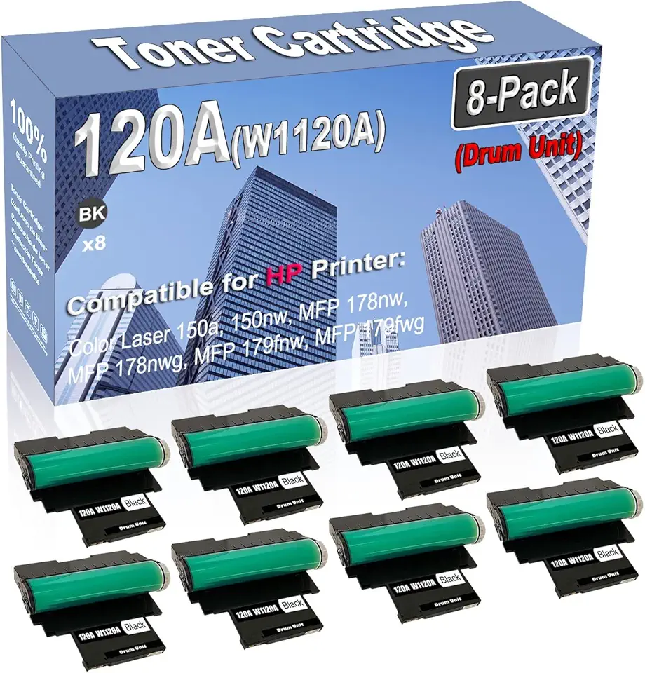 8-Pack (Black) Compatible High Capacity 120A (W1120A) Drum Unit Used for HP 150a 150nw MFP 178nw MFP 178nwg MFP 179fnw MFP 179fwg Printer
