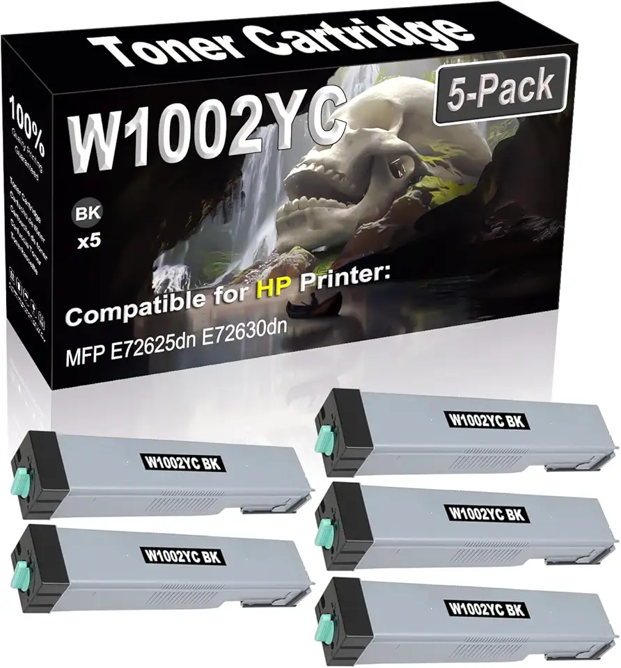 5-Pack (Black) Compatible High Yield W1002YC Laser Printer Toner Cartridge use for MFP E72625dn E72630dn Printer