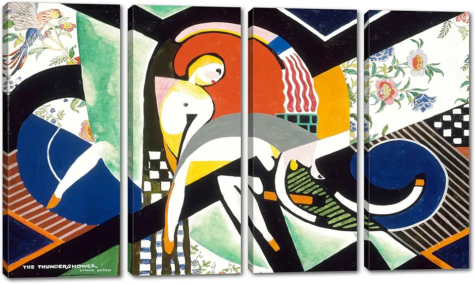 80 x 50 TOTAL - The Thundershower Canvas Wall Art Lyman Saÿen Print 4 Panel Split Famous Abstract Art