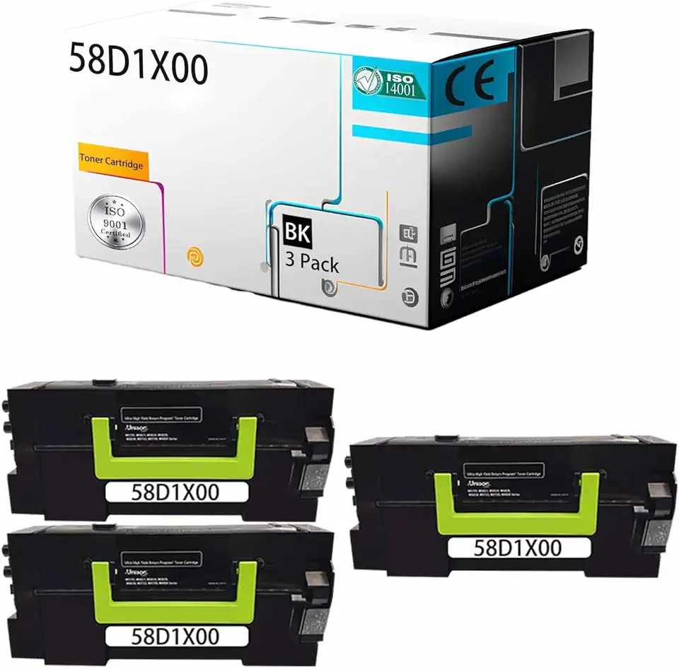 58D1X00 Toner Cartridge Compatible for Lexmark MX721ade MX721adhe MX722ade MX722adhe MX822ade MX822adxe MX826ade MX826adxe Printer [High Print Page Volume with Chip] (Black 3Pack)