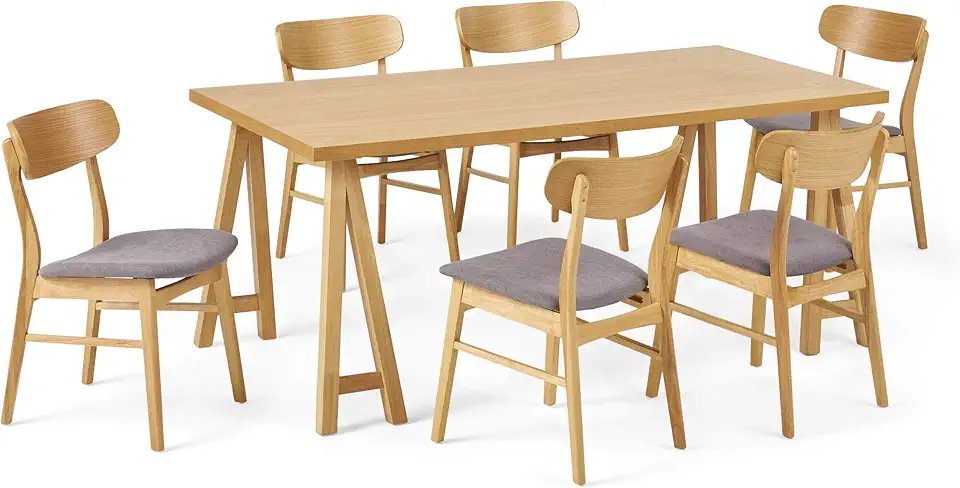 Christopher Knight Home Anthony Mid-Century Modern 7 Piece Dining Set, Dark Gray and Natural Oak