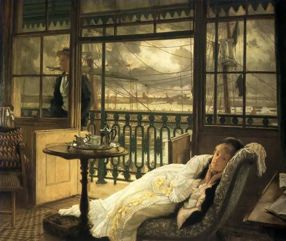 Toperfect 6 Paintings A Passing Storm James Jacques Joseph Tissot woman Oil Art on Canvas - Famous Artworks -Size04, $50-$2000 Hand Painted by Art Academies' Teachers