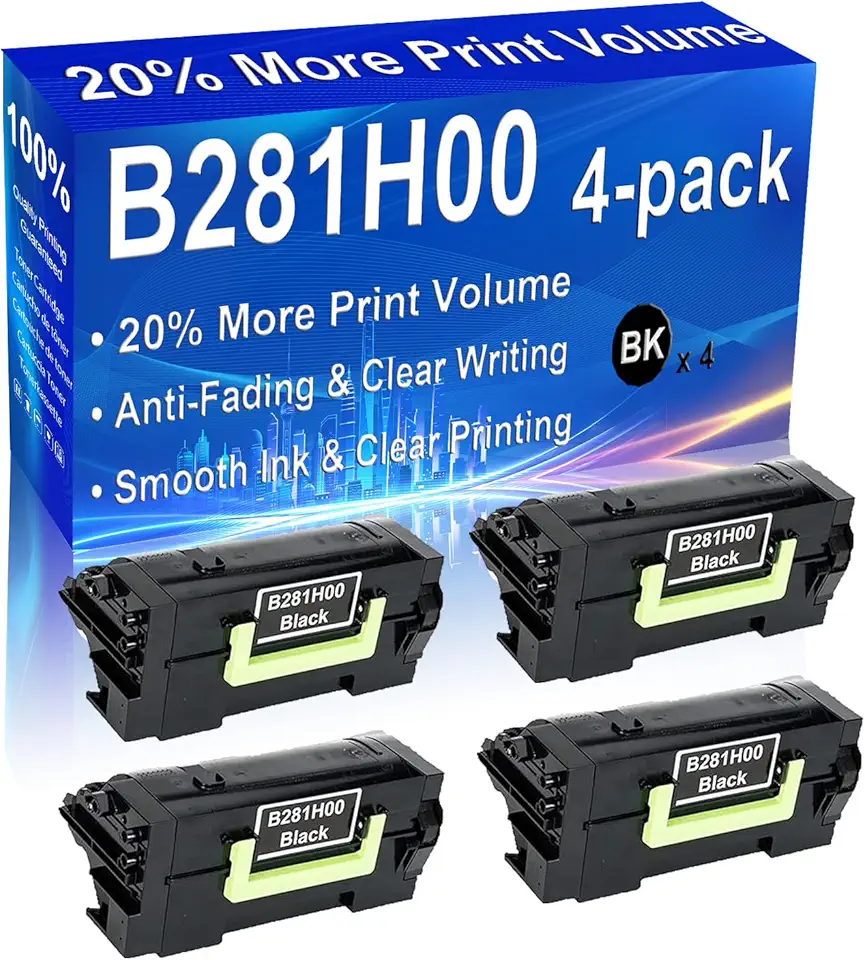 4-Pack (Black) Compatible B281H00 Laser Printer Toner Cartridge High Yield Use for B2865, B2865dw Printer