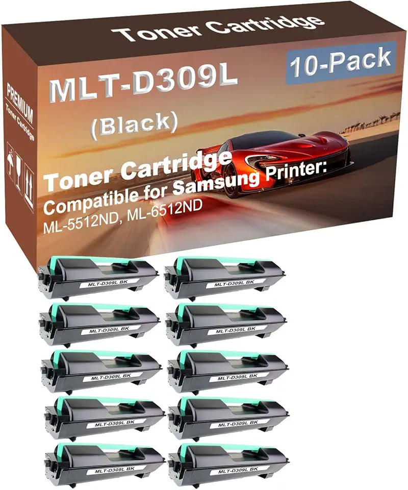 10-Pack Compatible High Yield ML-5512ND, ML-6512ND Printer Cartridge Replacement for Samsung MLT-D309L Toner Cartridge (Black)