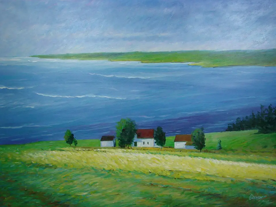 Scenic Water Landscape Oil Painting by Grenon 60