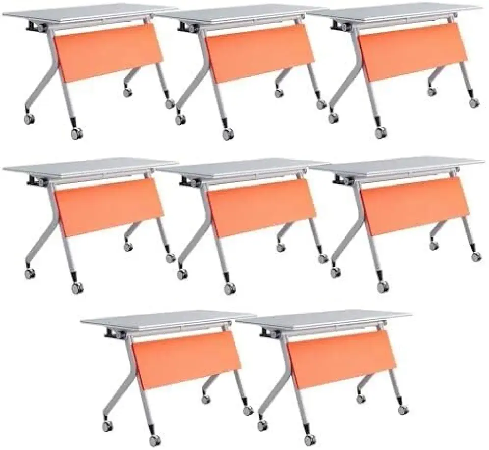 Conference Room Table for 6-8 People, Folding Conference Table, Movable Computer Desk, Large Mobile Meeting Table(8pcs,140cm)