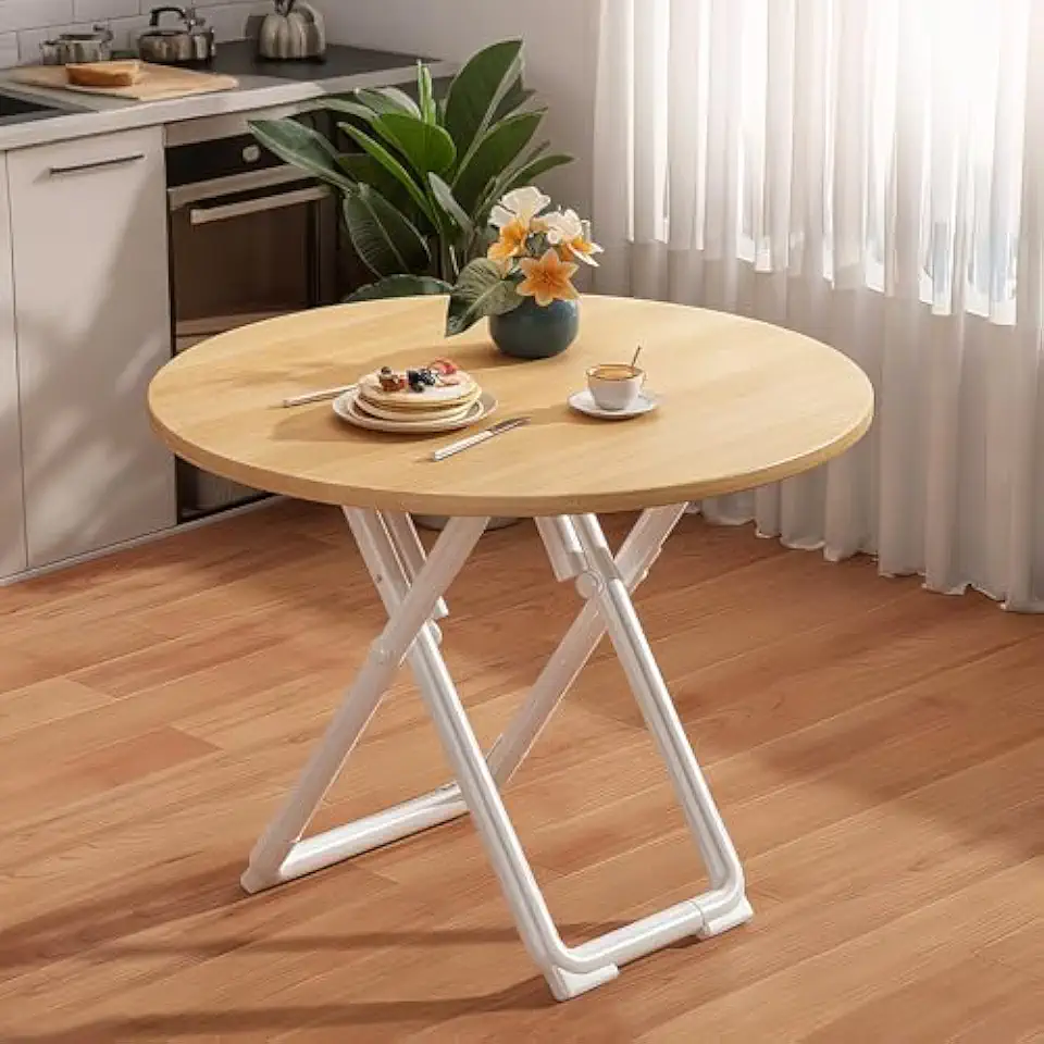 Portable Extendable Outdoor Dining Table - Modern Farmhouse Design, Lightweight 80cm Space-Saving Round/Square Options for Patio, Garden, and Camping