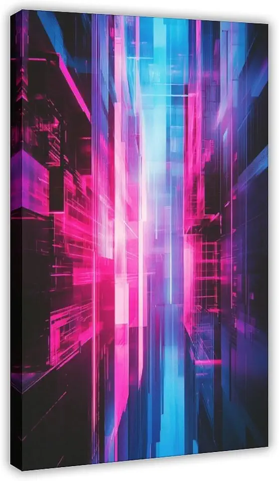 Electric Neon Abstract Wall Print – Bold Futuristic Art with Vibrant Colors for Bedroom Decor Poster Print Decorative Painting Canvas Wall Art Living Room Posters Bedroom Painting 20x30inch(50x75cm)