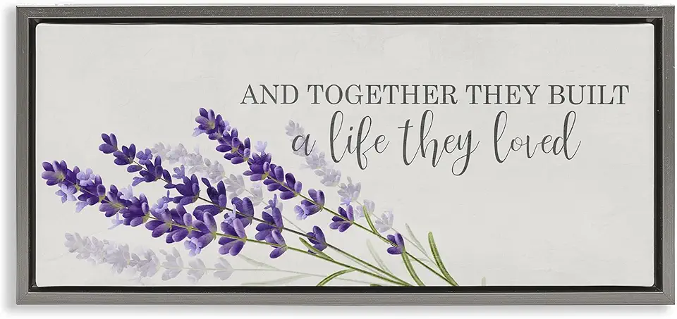 Stupell Industries Life They Loved Lavender Gray Framed Floater Canvas Wall Art Design by Kim Allen, 31 x 14
