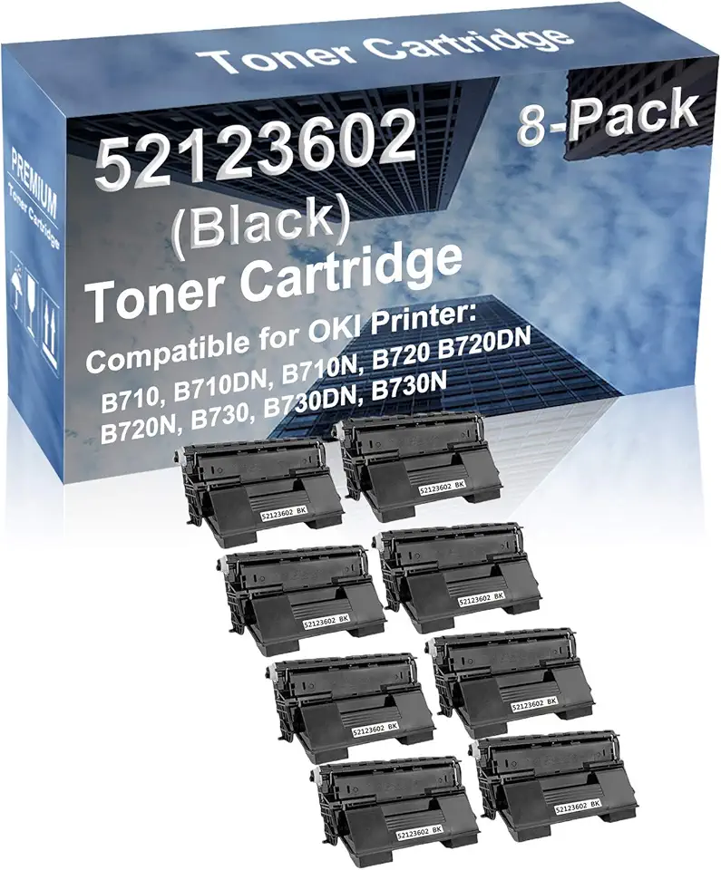 8-Pack Compatible High Capacity B730, B730DN, B730N Printer Toner Cartridge Replacement for 52123602 Printer Cartridge (Black)
