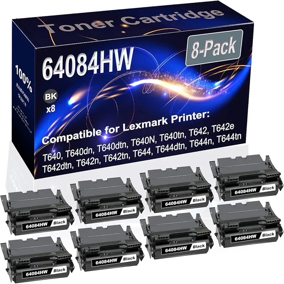 8-Pack (Black) Compatible 64084HW Printer Toner Cartridge (High Capacity) fit for T640 T640dn T640dtn T640N Printer
