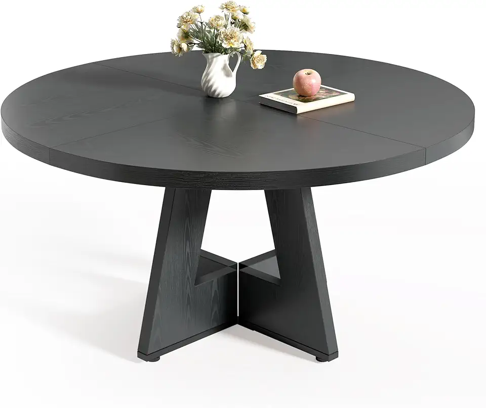 Sponsored Ad - LITTLE TREE Round Dining Table for 4-6 People, 47 Inches Dining Room Table with Wooden Pedestal Base, Black Dinner Tables, Circle Kitchen Tables for Dining Room, Kitchen, Living Room