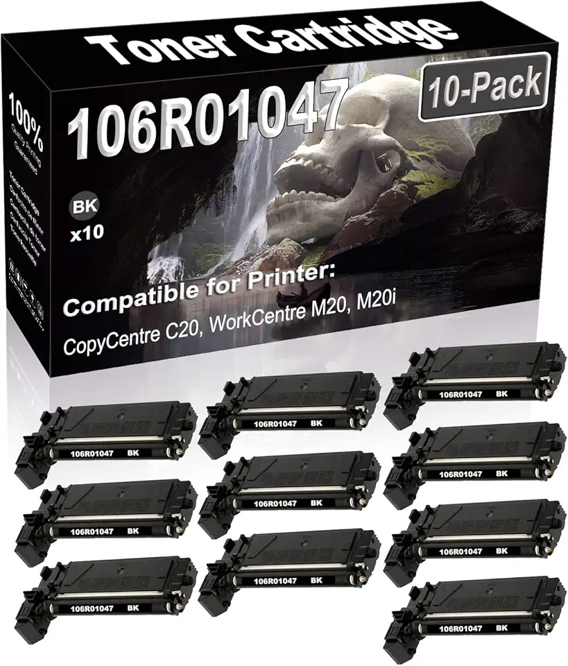 10-Pack (Black) Compatible High Yield 106R01047 Laser Printer Toner Cartridge use for CopyCentre C20 WorkCentre M20 M20i FaxCentre 2218 Printer