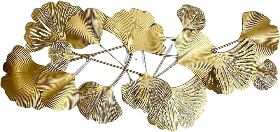 Metal Wall Art, Wrought Iron Wall Hanging Ginkgo Leaf Metal Wall Art Sculpture House Decoration for Home Hotel Decoration