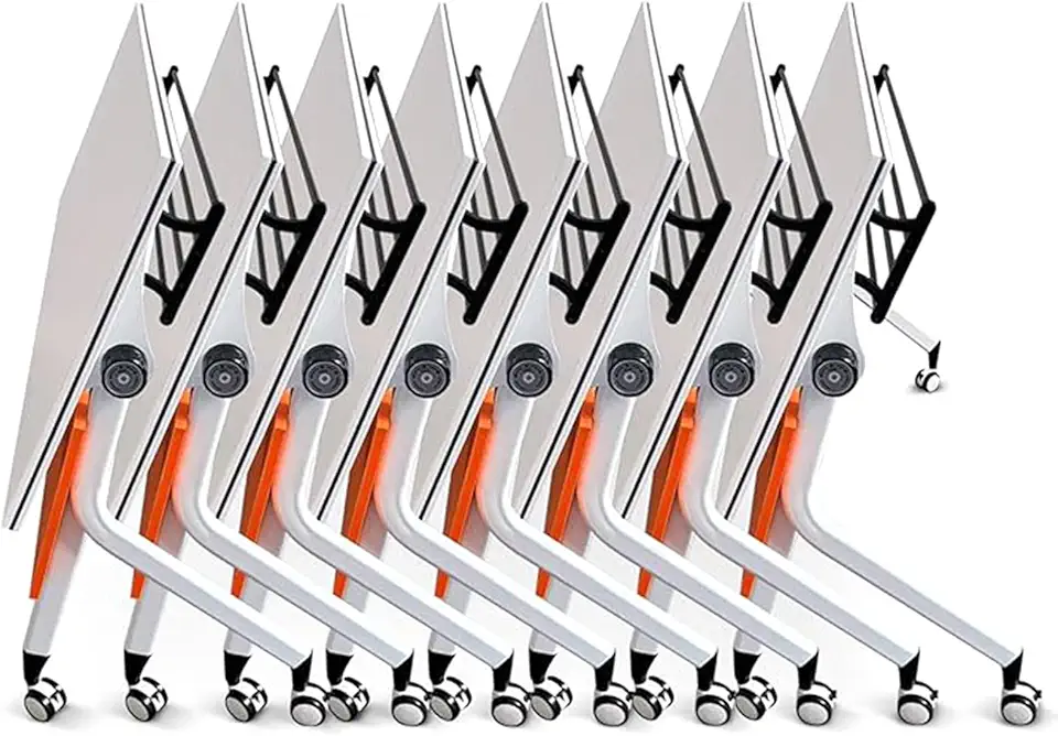 Folding Conference Table Meeting Table,Flip Top Mobile Meeting Table with Caster Wheels,Training Room Tables for Meeting Room(8 Pcs)(63x23.6x29.5in)