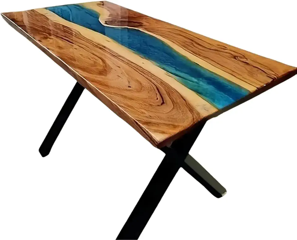 Customized Live Edge Resin Epoxy Table, Personalized Sea Wave Table, Blue Coffee Desk, Kitchen Table, Gift Home, Beach House Table, Bar Table, Unique Home Gift, Round Table (40x80 inch.)
