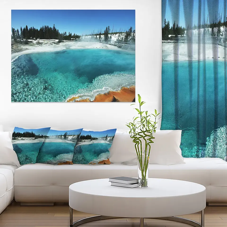 Fantastic Blue Yellowstone Lake Landscape Wall Art on Canvas