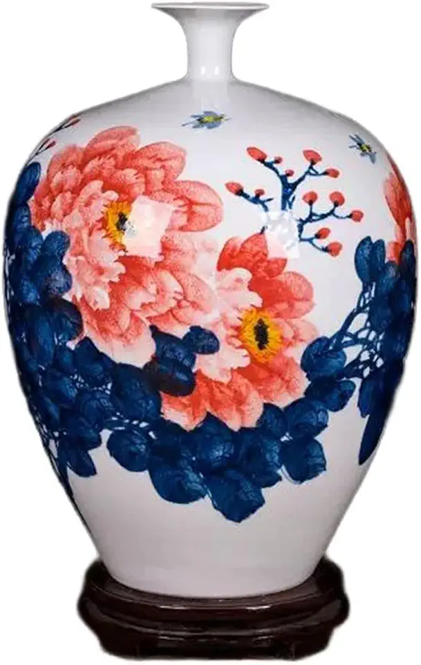 Aimeryup Dining Table Vase Ceramic Ornament Decor Hand-painted Flower Arrangement Living Room Desktop Study Stair(Size:40X27CM,Color:A)