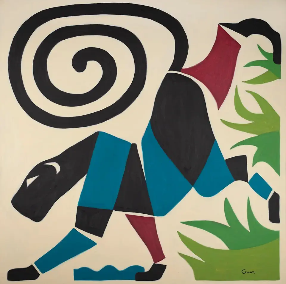 TERRYCRUMSTUDIO, Pantera Canvas Print, By Artist, Terry Crum. (Framed in Black Floater Frame, Canvas Size, 36x36, Pantera Canvas Print