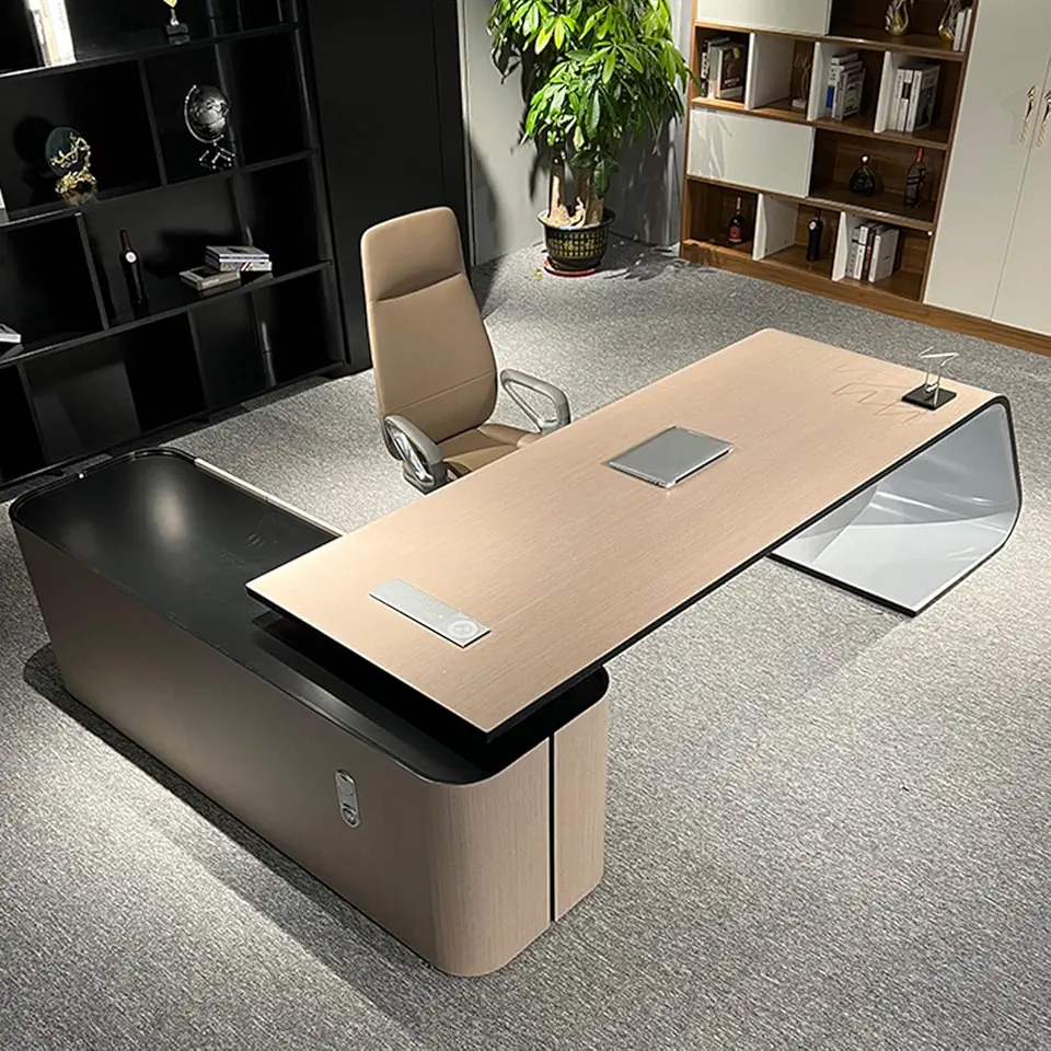 OUDINI Mid Century Modern Writing Study Desk L Shaped Desk Writing Study Desk Computer Desk for Home Office