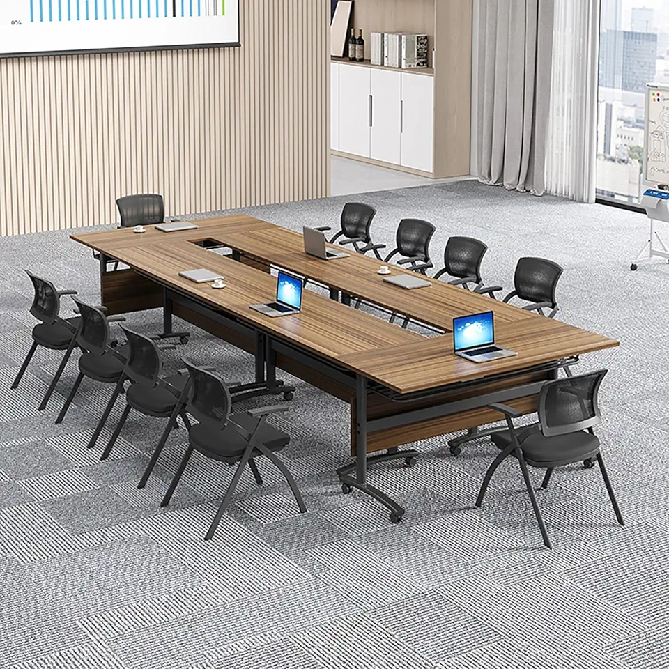 Conference Room Table, 6pcs Conference Table Folding Conference Table, Extra Wide Desk, Flip Top Table, Meeting Room Table for Office Training(Wood-6pcs,160 * 50cm/63 * 20in)