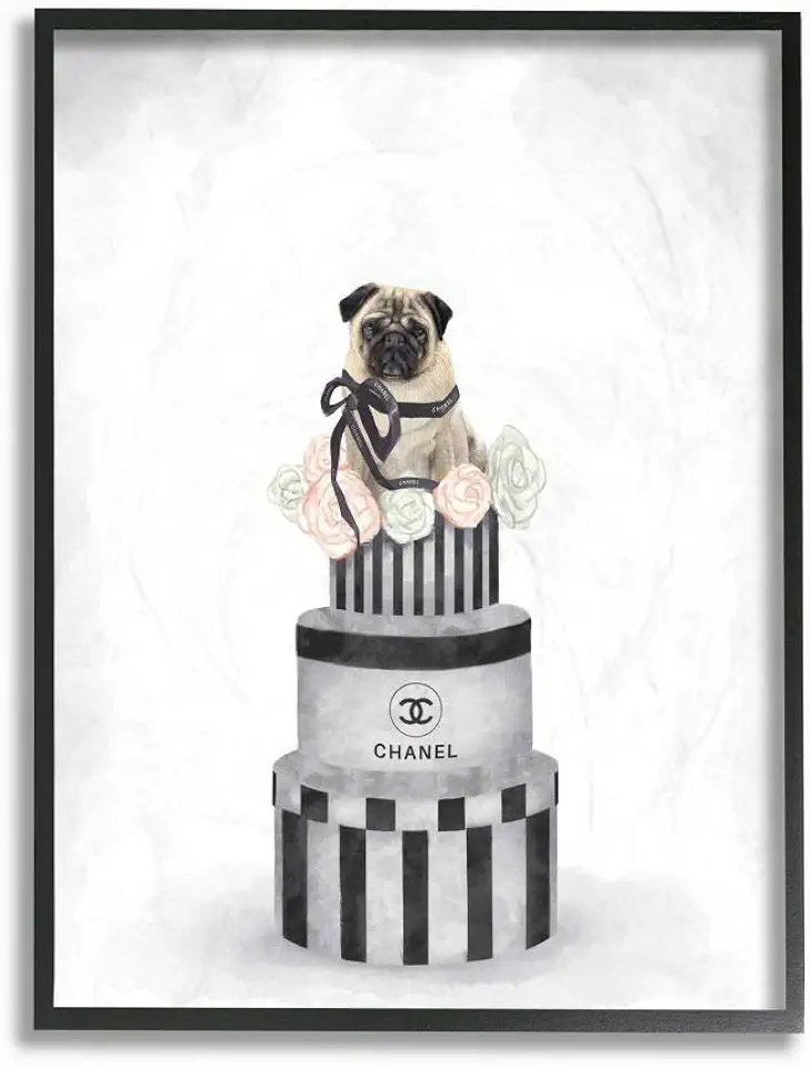 Stupell Industries Fashion Box Stack Pet Dog Pink Grey Painting Framed Wall Art, Multi-Color