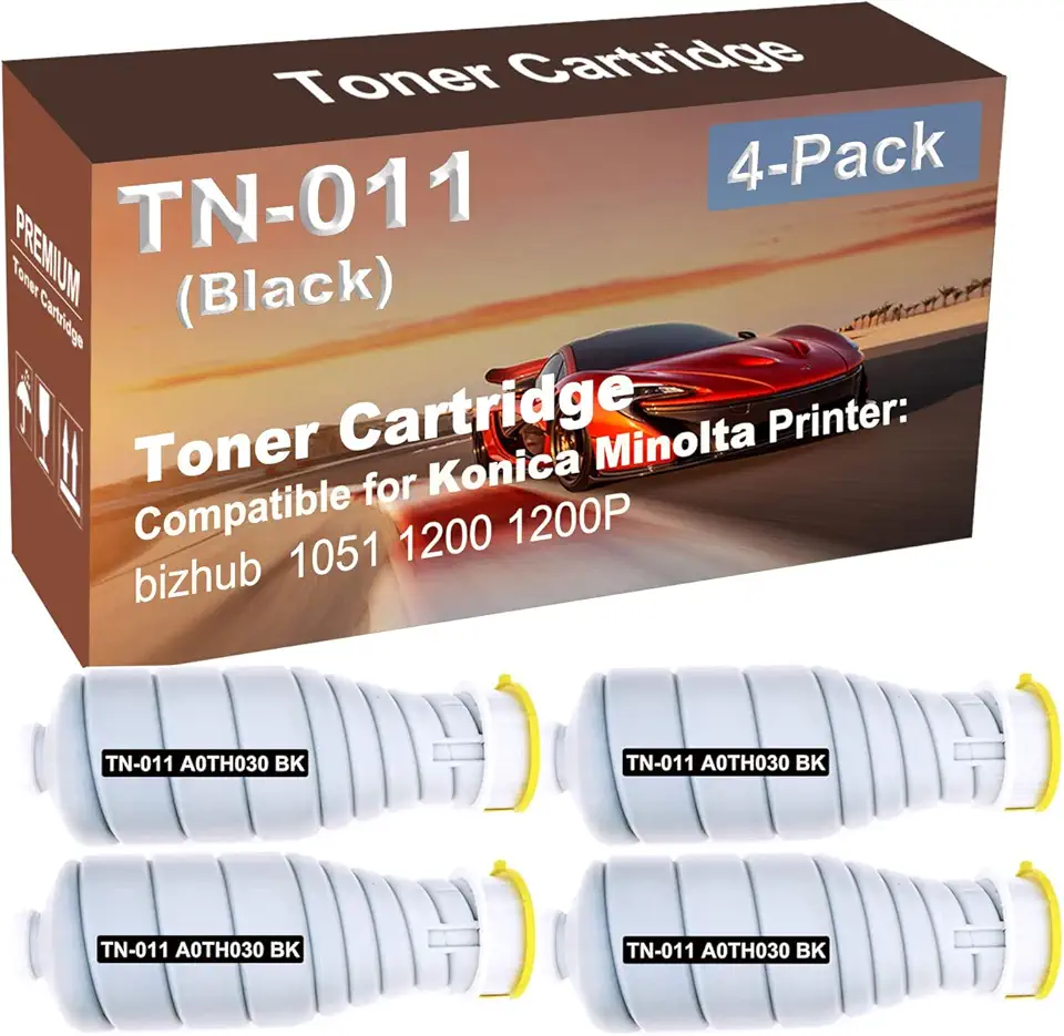 4-Pack Compatible High Yield MagiColor 1051 1200 1200P Printer Waste Toner Container Box Replacement for Konica Minolta TN011 TN-011(A0TH030) Printer Cartridge (Black)