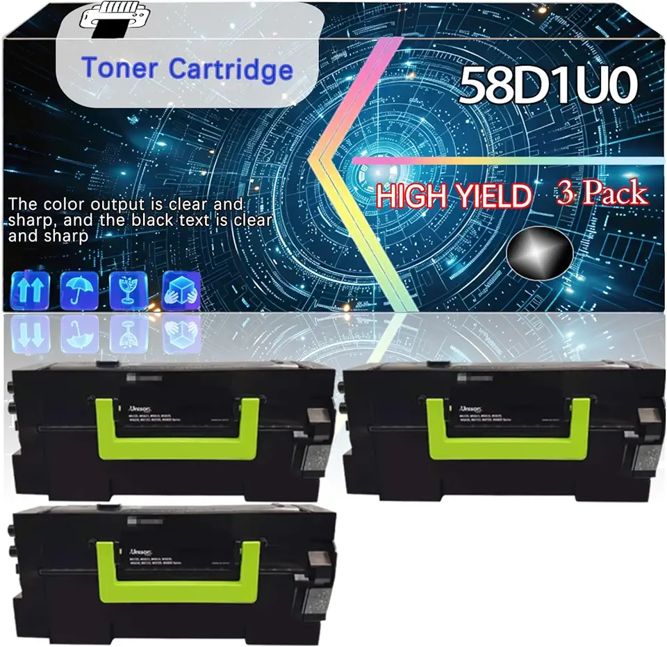 Compatible for Lexmark 58D1U00 Replacement Toner Cartridge Used with 58D1U00 MS823 MS821 Printers, High Production Multiple Options (3 Pack Black)