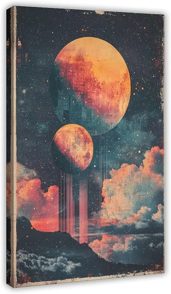 Vintage Sci-Fi Aesthetic Wall Poster – Futuristic Abstract Print – Cosmic Collage Artwork – Trendy Home Office Decor Poster Print Decorative Painting Canvas Wall Art Living Room Posters Bedroom Painti