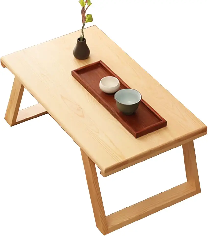 Wooden Small Coffee Table Floor Low Table Small Dining Table Laptop Table Children's Study Table Pine Material Simple Installation，Wood Color 60x35x29cm